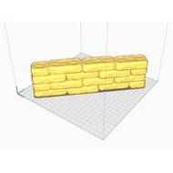 3D printed Brick Wall 6.9cm (H) x 4.4cm (W) x 24.9cm (L)