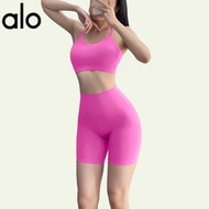 ALO YOGA บราสปอร์ตแบบเปลือย บราโยคะ บราสามเหลี่ยมไม่มีหลัง บราสปอร์ตเซ็กซี่ วิ่ง กันกระแทก เสื้อกั๊ก