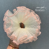 Light Pink Polka Dot Hair Tie Four-Layer Mesh Hair Tie 26HC840
