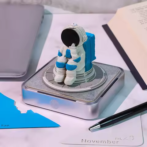 Omoshiroi Block Creative Table Calender 2026 Astronaut 3D Sticky Note Pad Desktop Stationery Accesso