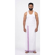 Premium Cotton Traditional  4 muzham Dhoti/Veshti for men's with Elegant [Color] Border 4 mulam