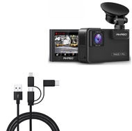BoxWave Cable Compatible with AKASO Trace 1 Dash Cam - AllCharge 3-in-1 Cable for AKASO Trace 1 Dash
