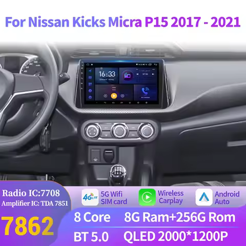 For Nissan Kicks Micra P15 2017-2021 Car Radio Multimedia Navigation Wireless BT CarPlay Android 14 