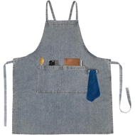 Surblue Cotton Denim Apron with Pockets Adjustable Jean Apron for Man Woman for Kitchen, BBQ, Garden