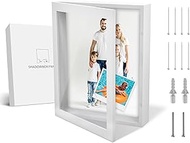 Chez Pao Shadow Box Case 11 x 14 inch White Wooden Box Frame Display – Large Wood Memory Picture Photo with Glass for Memories, Jerseys, Keepsakes and Pictures