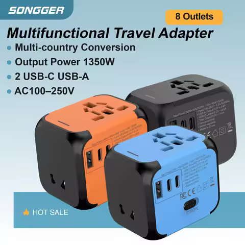 Multifunction Travel Adapter Converter Socket UK AU EU US Plug 100-250V Wide Voltage High Power for 