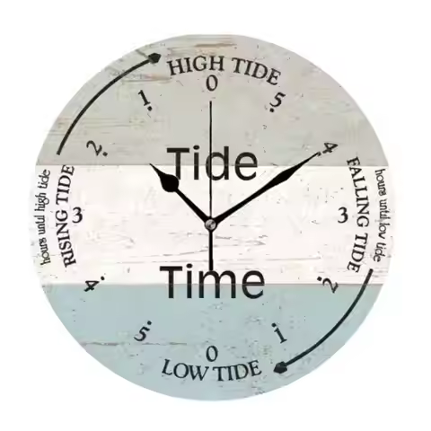 Rustic Beach Ocean Tide Time Wall Clocks Round Large Coastal Nautical Tide Wall Watch Bedroom Home D