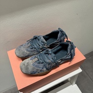 Casual Denim Cowgirl รองเท้าส้นแบนรองเท้าแตะบัลเล่ต์สําหรับผู้หญิงที่มีซับหนังแพะและพื้นยางดีไซน์อเน