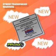 HRC transparent warning sticker
