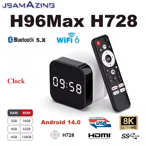 H96Max H728 Android 14 Smart TV Box 8K Wifi 6 Allwinner H728 ARM Cortex A57 Ethernet 1000M 16/32/128