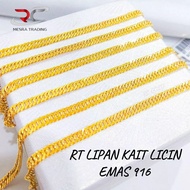 RANTAI TANGAN LIPAN KAIT DUA LICIN 1GM EMAS TULEN 916 RT K2 KOSONG EMAS 916 GELANG TANGAN LIPAN EMAS