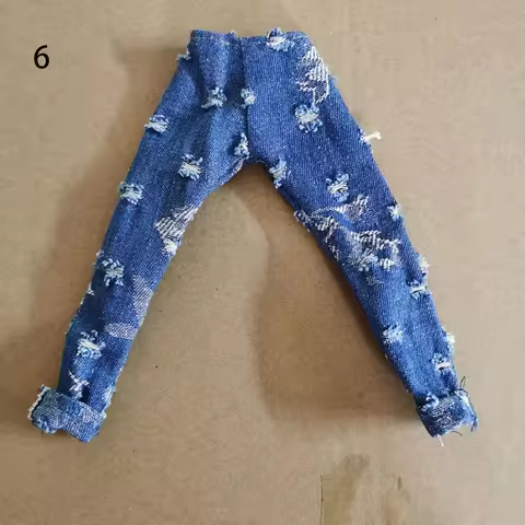 Kids Toys 1/6 BJD Dolls 11.5" Leather Pants Floral Jeans Dolls Trousers Clothes Accessories