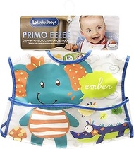 Lucky Baby PRIMO EEZEE CLEAN BIB -Ember Elephant(W/VELCRO CRUMB CATCHER POCKET)