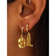 Western Cowboy Series Earrings Cowboy Boots Cowboy Hat Earrings Set Preserving Jewelry