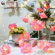 FLYTOP 1.5/3m 20 Lights Rose Flower Shaped LED Light String Warm Lights Home Garden Party Decoration