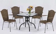 [金舒福]方桌(全鋁)+紳士椅(整組)/咖啡桌椅 庭園桌椅 陽台桌椅