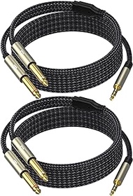 3.5mm 1/8 TRS to Dual 6.35mm 1/4 TS Mono Breakout Cable, (3.3FT-2PACK) Y Splitter Stereo Cord Adapter Compatible with iPhone, Computer Sound Card, CD Player, Multimedia Speaker, Home Stereo System
