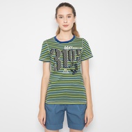 LGS - Kaos Casual Wanita - Lengan Pendek - Moti Salur Sablon - Warna Hijau Kombinasi