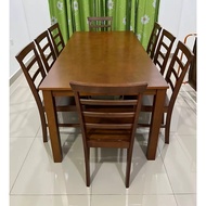 8 Seater Full Solid Wood Dining Set 1 Table + 8 Chairs Ready Stock