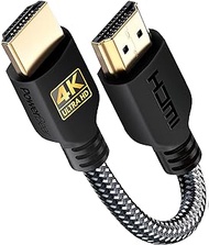 PowerBear 4K HDMI Cable 0.5 ft | High Speed, Braided Nylon &amp; Gold Connectors, 4K @ 60Hz, Ultra HD, 2K, 1080P, ARC &amp; CL3 Rated | for Laptop, Monitor, PS5, PS4, Xbox One, Fire TV, Apple TV &amp; More
