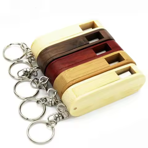 Rotatable Maple USB Wooden Walnut Pendrive with Key Chain Usb Flash Drive 4GB 8GB 16G 32GB 64G Usb S