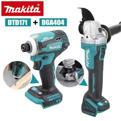 Makita 18V Cordless Tool Set DTD171+DGA404: Impact Driver & Angle Grinder for Woodworking & Metal Cu