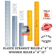 PLASTIC STRAIGHT RULER 15CM 20CM 30CM / WOODEN RULER 15CM 30CM