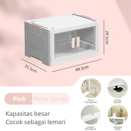 Mainland Lemari Plastik Lipat Portable Lemari Pakaian Susun Container Box Plastik Kotak Penyimpan &
