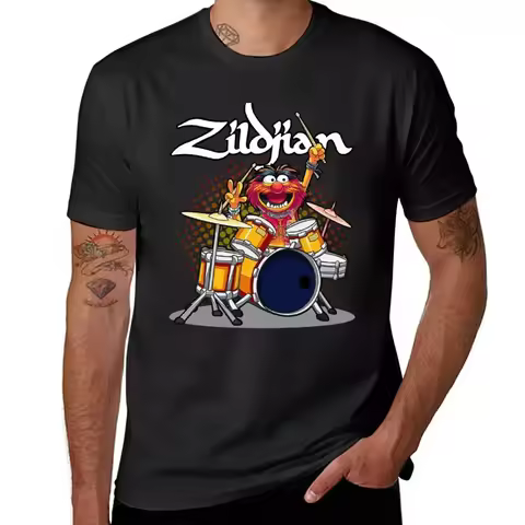 ANIMAL DRUMMER ZILDJIAN CYMBALS T-Shirt boys animal print vintage clothes kawaii clothes mens t shir