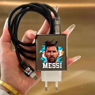 Black Straight Charger Case with Messi Friend Football Player Motif for Charger Case iphone, xiaomi,