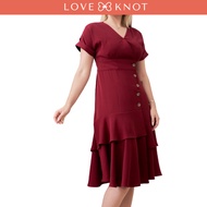 Behati Ruffles Wrap Dress (Maroon)