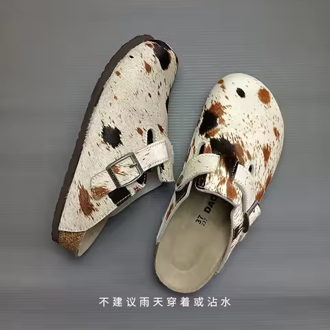 Horsehair Boston Clogs Mules Sandals Women Men Slippers Genuine Leather Boy Girl Outdoor Slip On Cor