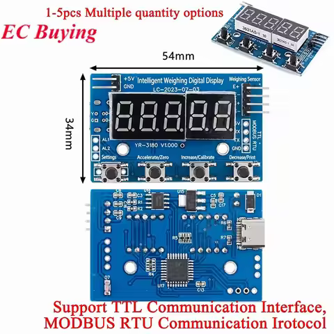 1-5Pc HX711 Load Cell AD Weight Pressure Sensor Module Display 24-bit Weighing Instrument Electronic