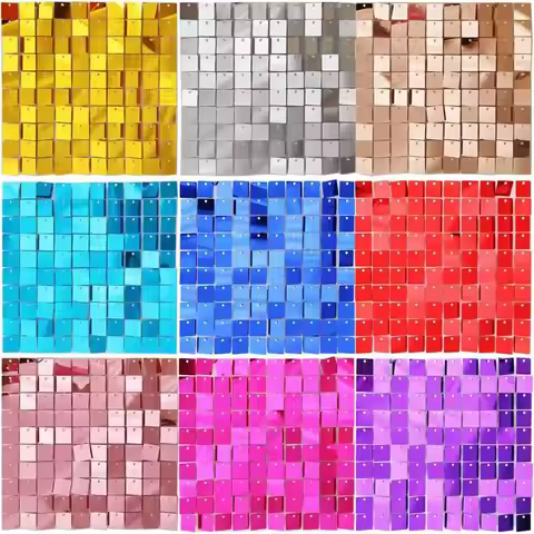 Durable Glitter Square Sequin Backdrop Baby Shower Wedding Sequin Panel Wall Decor Birthday Decorati