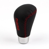 JDM LEATHER MOMO GEAR SHIFT KNOB/ BLACK-RED UNIVERSAL AUTO GEAR 0574-BLACK-RED