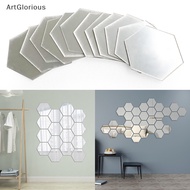 AG 12Pcs Hexagonal Frame Stereoscopic Mirror Wall Sticker Decoration SG