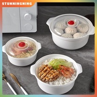 New Microwave Oven Special Soup Bowl With Cover Round Fresh-keeping Box Heating Lunch Box Large Instant Noodle Box Hot Soup Pot Plastic Utensils stu