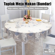 Jumbo Floral Pattern Round Waterproof Dining Tablecloth 180x180cm Thick PVC Material - D45-C / D45-A
