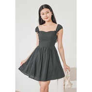 Dear Lyla Annabelle Padded Ribbon Dress (Hunter Green Embroidery)