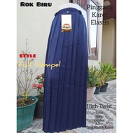 School Uniform Long Ribbed Blue Skirt