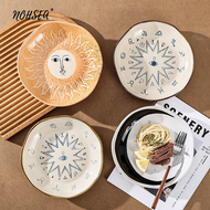 日式覆古粗陶瓷ins風 牛排義大利面西餐餐盤子盤子家商用微波爐釉下彩