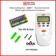 Original Deka Ceiling Fan 4 Speeds Remote Control LCD 1 With Light &amp; Reverse Function *Free 2pcs AAA Batteries &amp; Holder