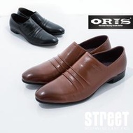 【街頭巷口 Street】ORIS  男款 裝飾皺褶設計 簡約素面百搭風 休閒時尚經典真皮鞋 SA16505N05咖啡色