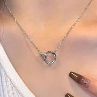 Pure Silver 999 Mobius Couple Necklace Female Light Luxury High-End Sweet Niche High-End Girlfriend 
