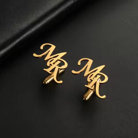 Cazador Custom Cufflinks for Men Stainless Steel Jewelry Personalized Initial Letter Cufflink for Su