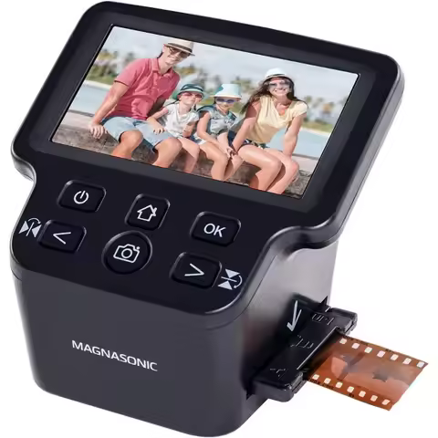 All-in-One 24MP Film Scanner with Large 5" Display & HDMI, Converts 35mm/126/110/Super 8 Film