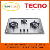TECNO TS8633TRSV 86CM 3-BURNER STAINLESS STEEL COOKER HOB + 1 YEAR WARRANTY