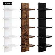 [CHiWANji] 5-Tier Vertical Wooden Wall Shelf, Multifunctional And Easy to Install. Shelf Dimensions: