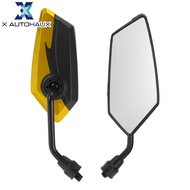 X AUTOHAUX 1 Set M10 Universal Motorcycle Rear View Mirrors Bar End Side Mirror Mount Adjustable Iro