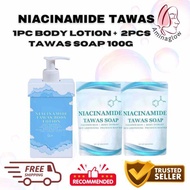 1PC NIACINAMIDE TAWAS LOTION + 1PC NIACINAMIDE TAWAS SOAP 100g